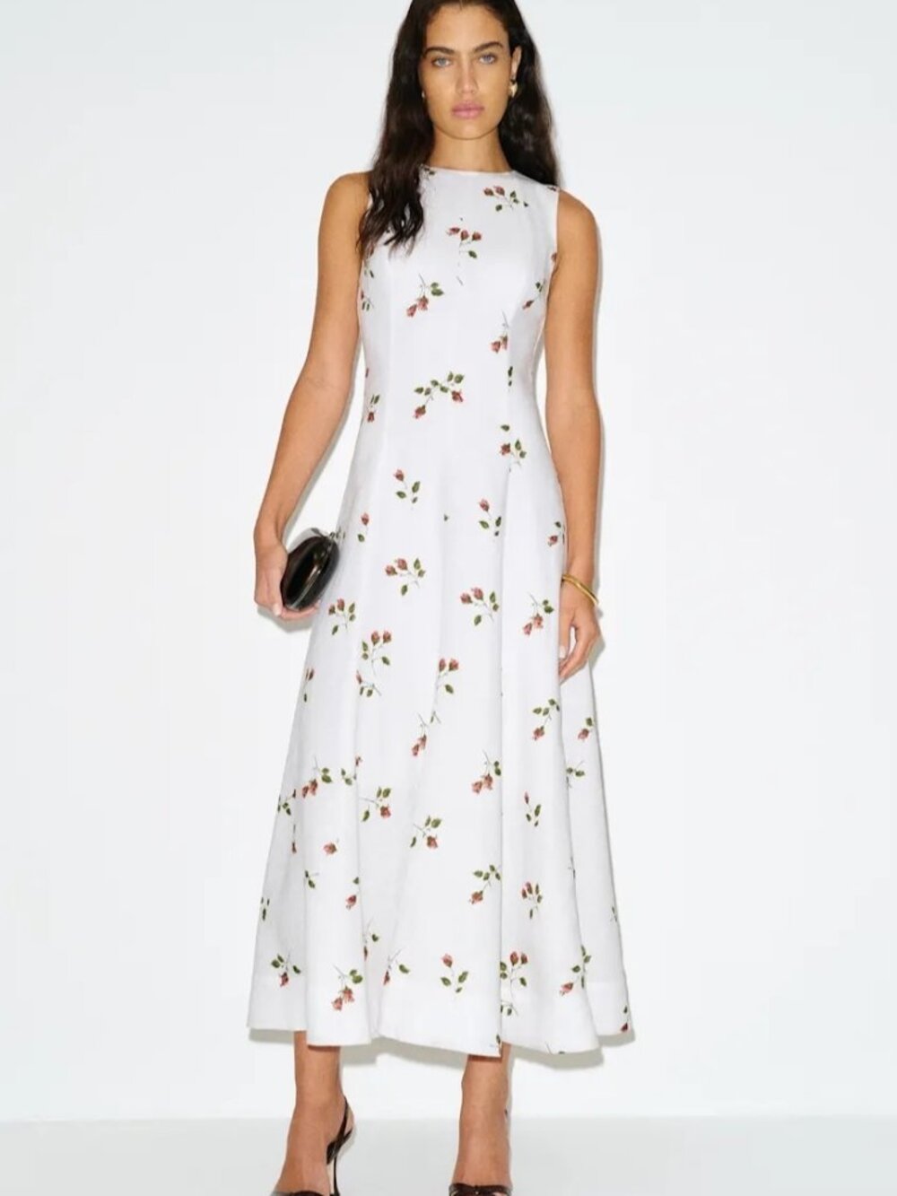 NEW Reformation Cecilia Linen Maxi Dress Floating Rose White Floral | US 0 UK 4